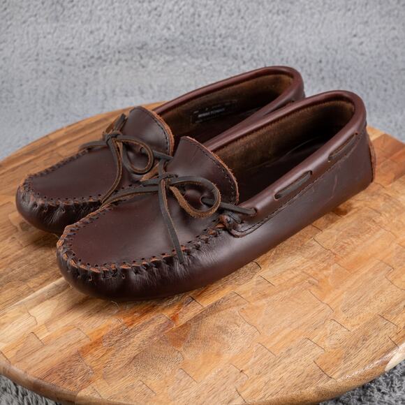 Minnetonka Moccasin Classic Driver Driving Moc Women Size 7 Brown Leather - Picture 3 of 9